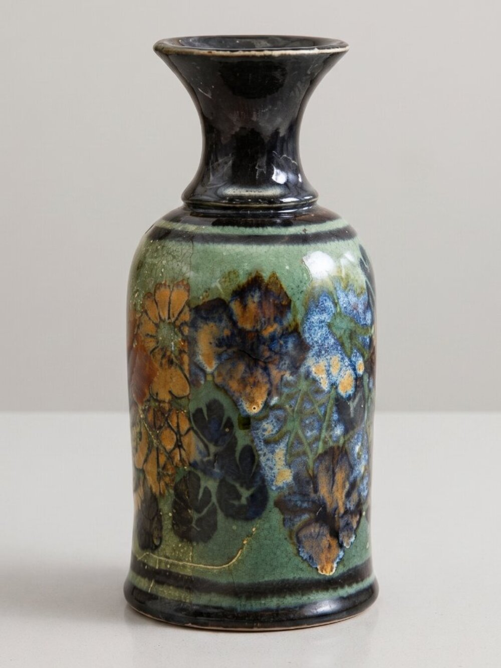 VTG 1980 Apple Lane Pottery Stoneware Vase by Bill Nagengast Handcrafted Floral